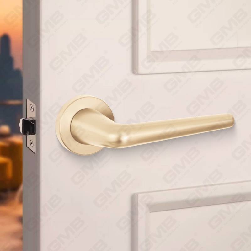 Modern Simple Solid Zinc Alloy Split Door Lock Handle on Round Rosette（Z062405）