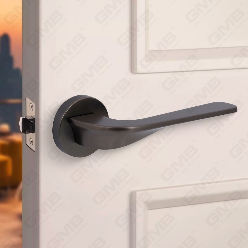 Modern Simple Solid Zinc Alloy Split Door Lock Handle on Round Rosette（Z062402）
