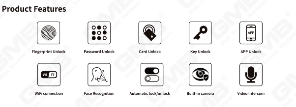 High Security Fingerprint/RFID Card/WiFi/Tuya/TT APP/ with Camera Intelligent Anti-Peep Digital Smart Door Lock (824)