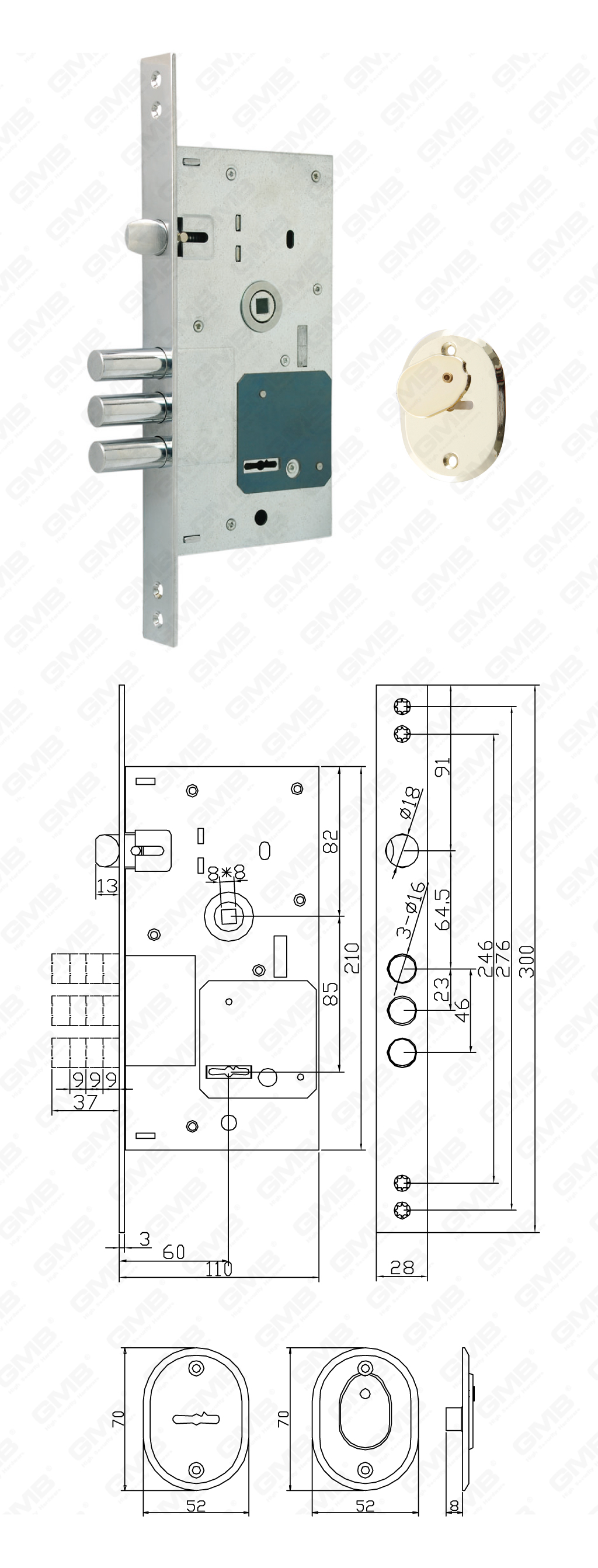 01 High Security Mortise Lock_252RL-26