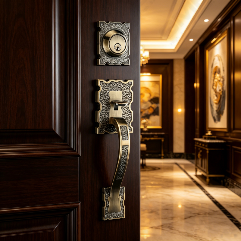 New Design Grip Entry Door Handle Set Entry Door Levers Lock Sets （70720）