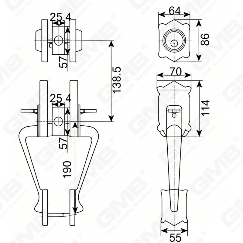 New Design Grip Entry Door Handle Set Entry Door Levers Lock Sets （70712）