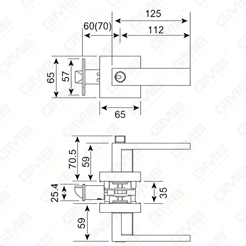 Heavy Duty Tubular Lever Door Lock Series, Square Entry Door Handle Lock （A2009）