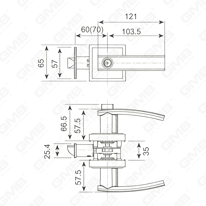 Heavy Duty Tubular Lever Door Lock Series, Zinc alloy Square Rosette Entry Door Handle Lock（C2013）