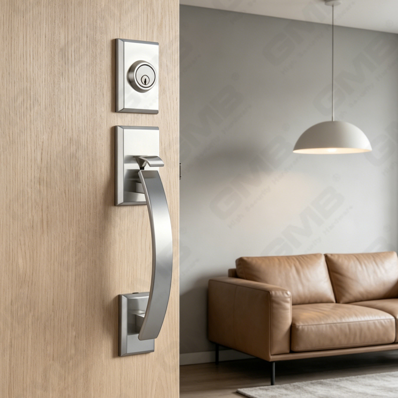 New Design Grip Entry Door Handle Set Entry Door Levers Lock Sets （70728）