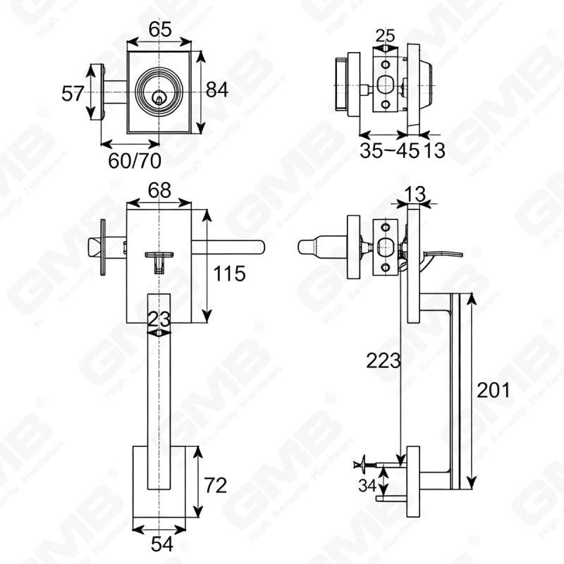 New Design Grip Entry Door Handle Set Entry Door Levers Lock Sets （70732ET）