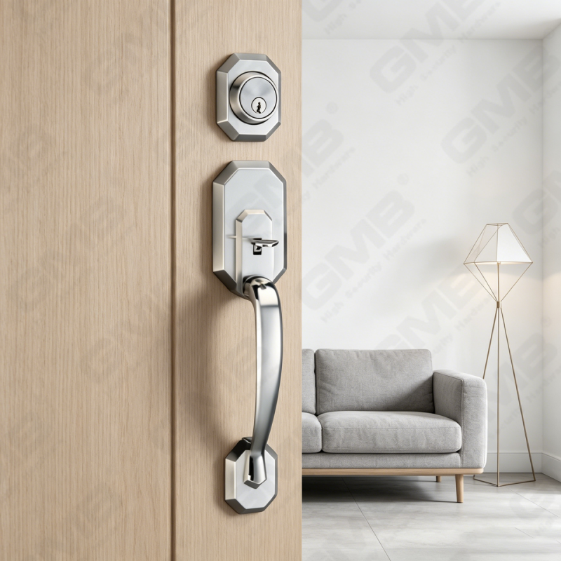 New Design Grip Entry Door Handle Set Entry Door Levers Lock Sets （70723）