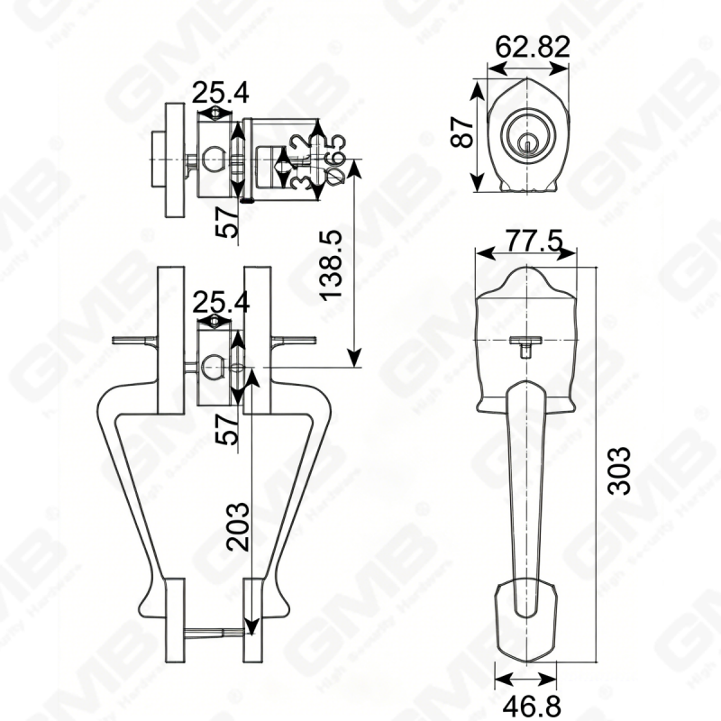 New Design Grip Entry Door Handle Set Entry Door Levers Lock Sets （70711）