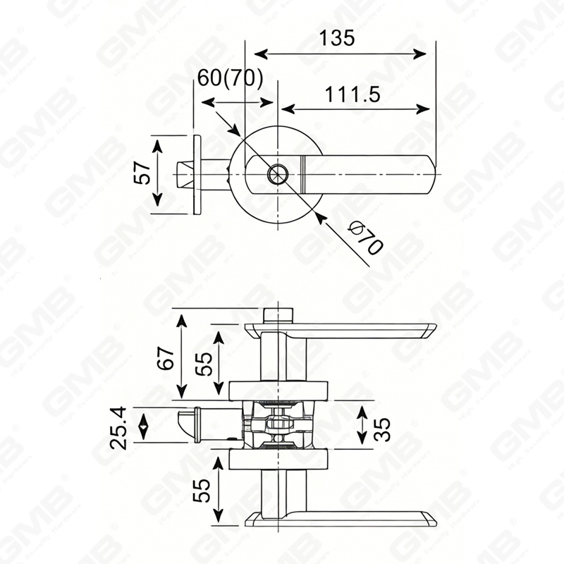 Heavy Duty Tubular Lever Door Lock Series, Zinc alloy Round Rosette Entry Door Handle Lock（B2016）
