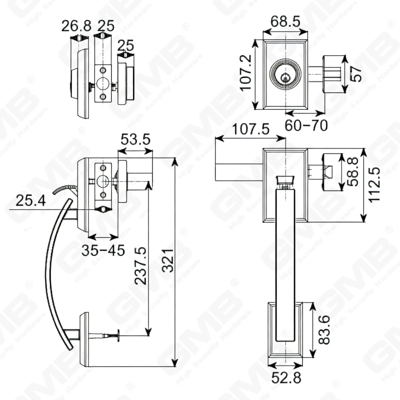 New Design Grip Entry Door Handle Set Entry Door Levers Lock Sets （70728）