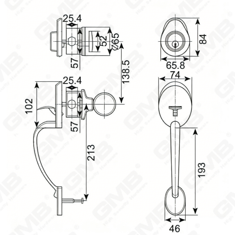New Design Grip Entry Door Handle Set Entry Door Levers Lock Sets （70710）