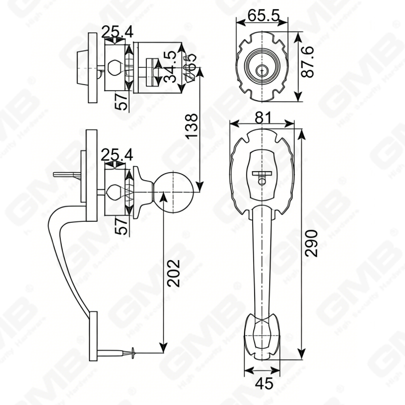 New Design Grip Entry Door Handle Set Entry Door Levers Lock Sets （70719）