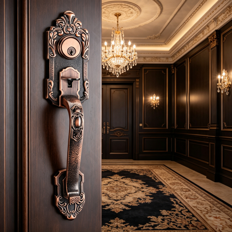 New Design Grip Entry Door Handle Set Entry Door Levers Lock Sets （70725）