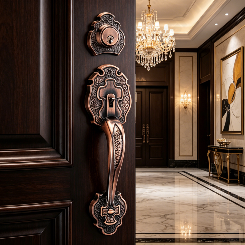 New Design Grip Entry Door Handle Set Entry Door Levers Lock Sets （70717）
