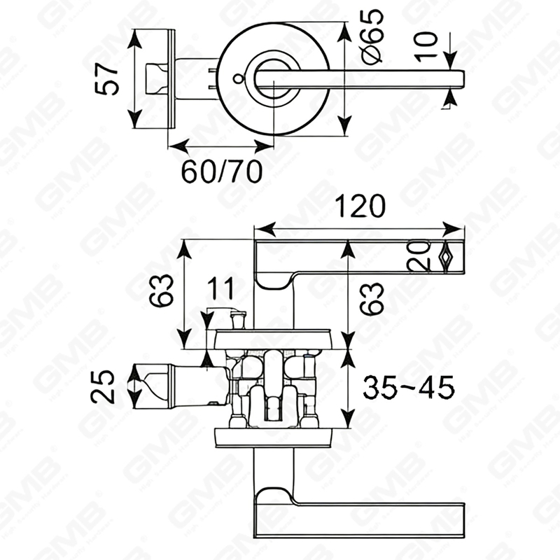 ANSI UL Standard Zinc Alloy/Aluminum Interior Door Lockset Tubular Commercial Cylindrical Security Handle Lever Lock (9270)
