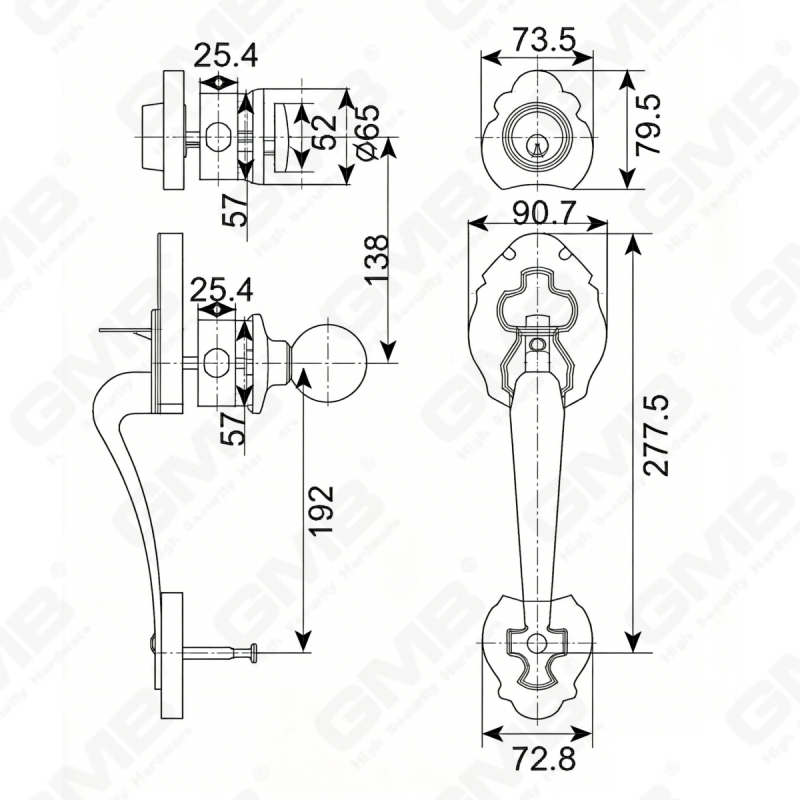 New Design Grip Entry Door Handle Set Entry Door Levers Lock Sets （70717）