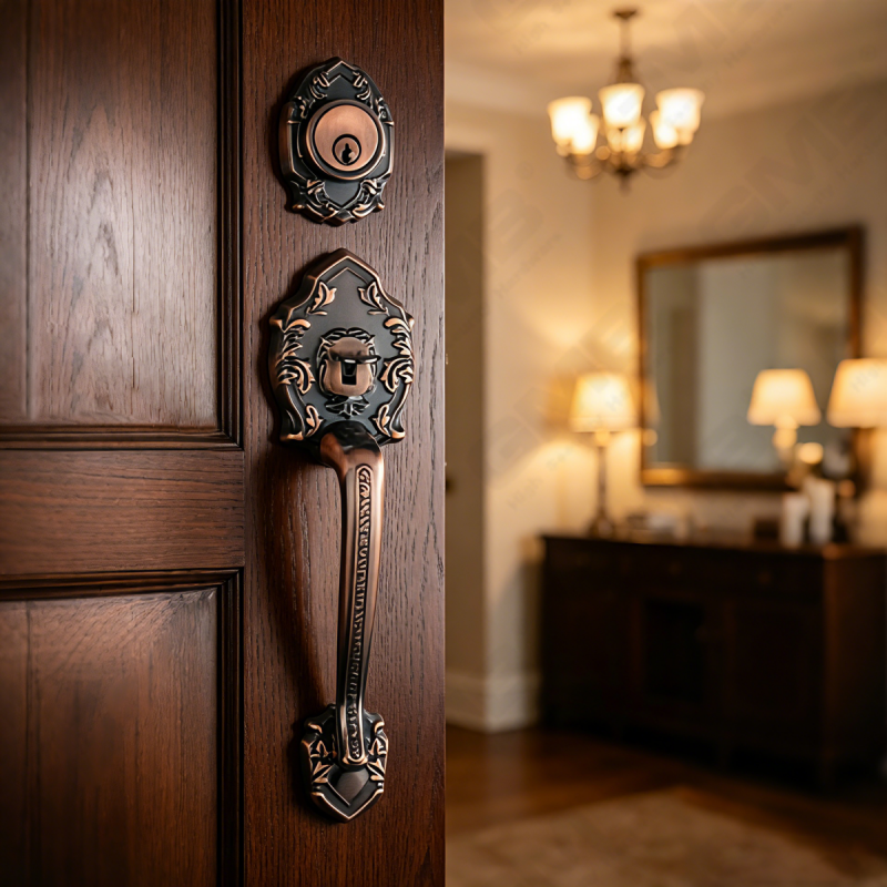 New Design Grip Entry Door Handle Set Entry Door Levers Lock Sets （70711）